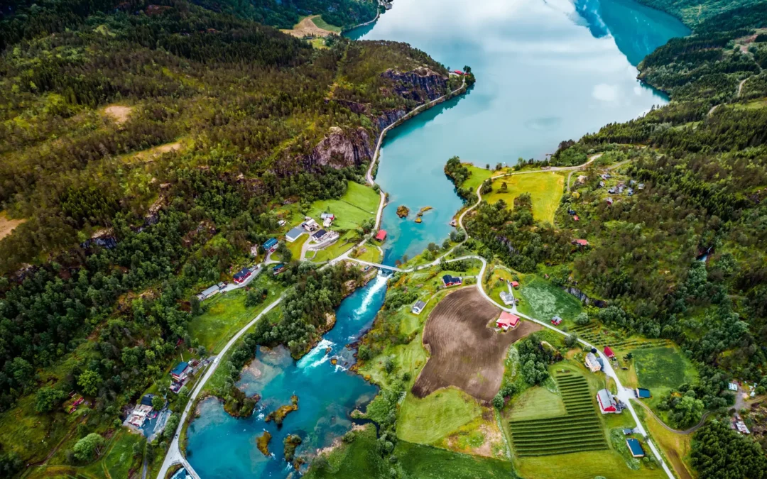 A stunning arial view which shows the beauty of Norway